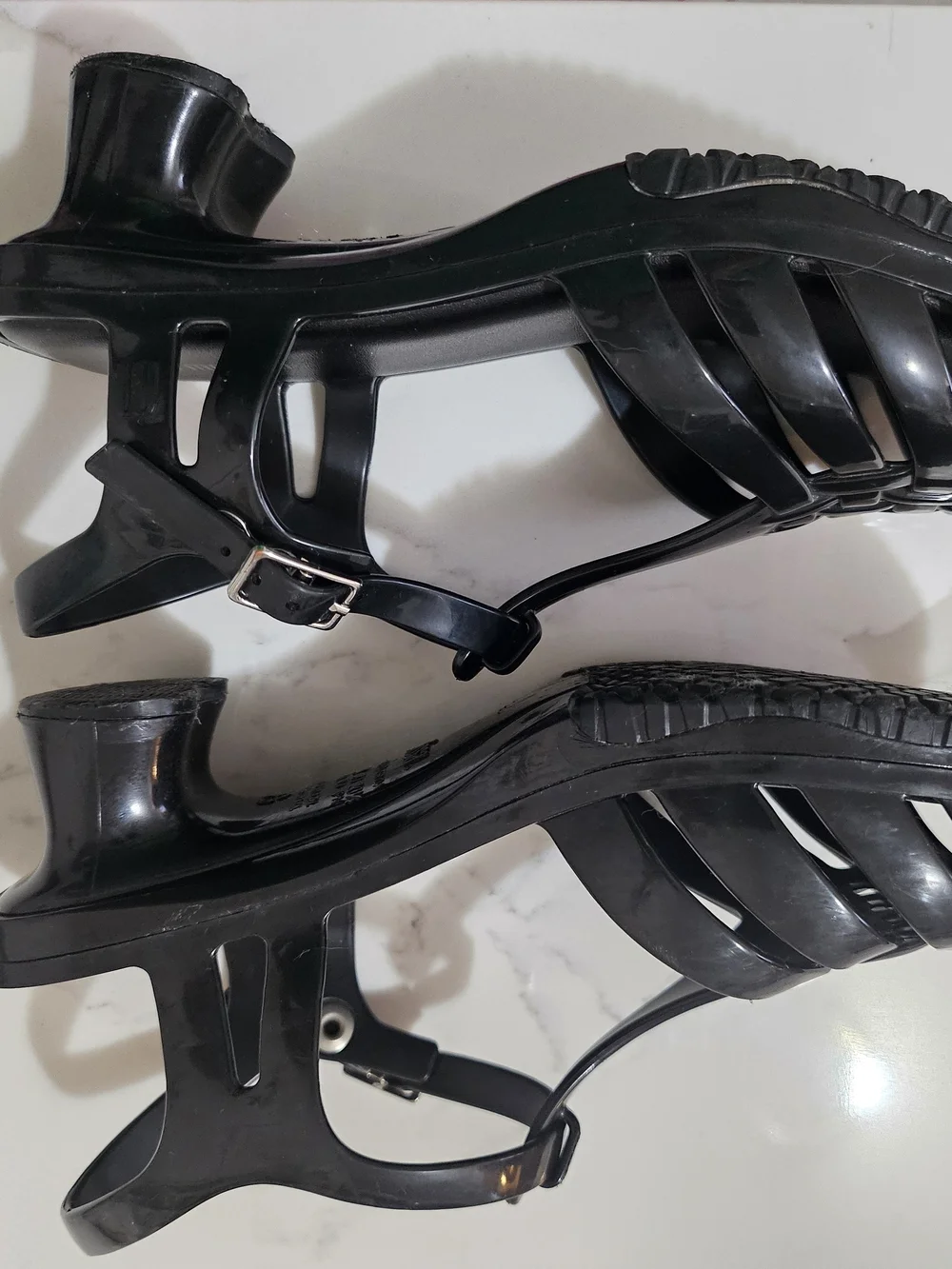Mini Melissa Black Woven Jelly Sandals